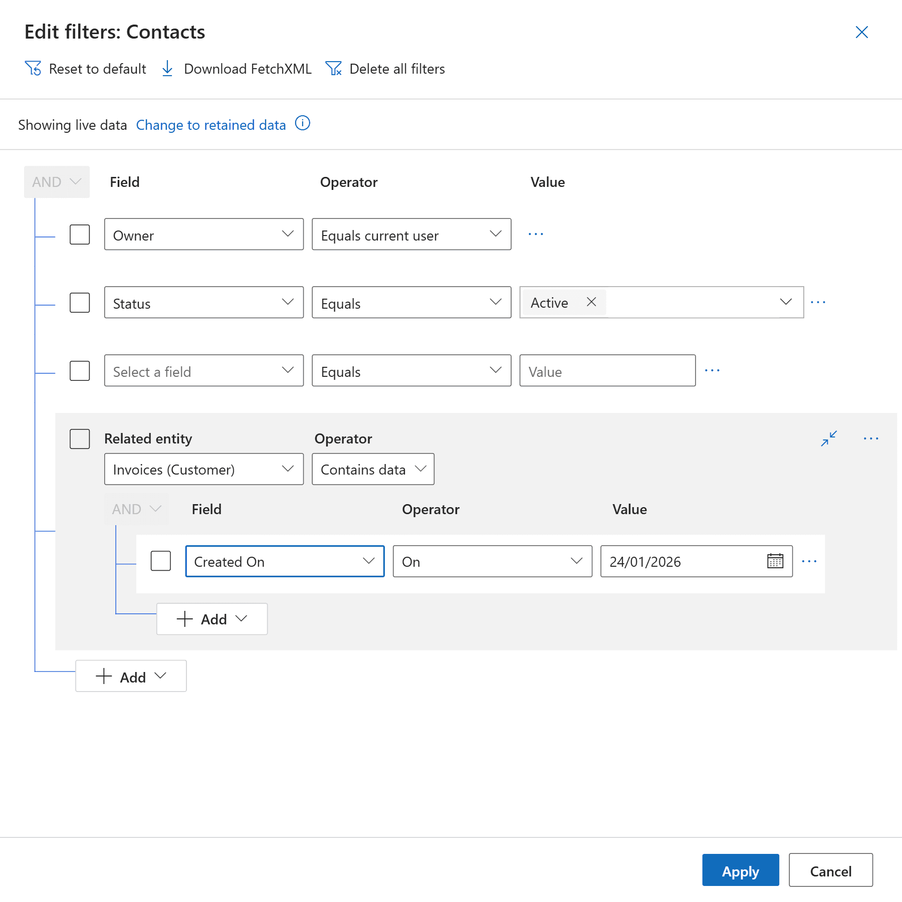 Filtering and search inside the 18.01 LONDON platform